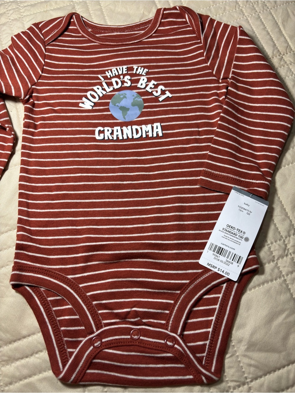 Carter's 12M 'World's Best Grandma' Baby Onesie